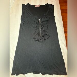 Juicy Couture Black Ruffle Zipper Tank Top  Size XS